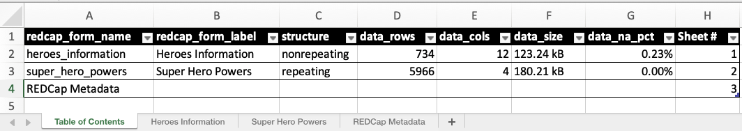 XLSX default output